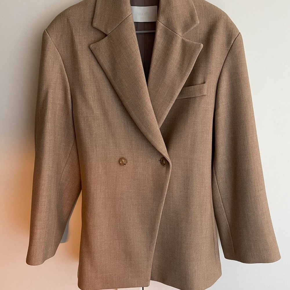 Source Unknown Double-Breasted Tan Blazer